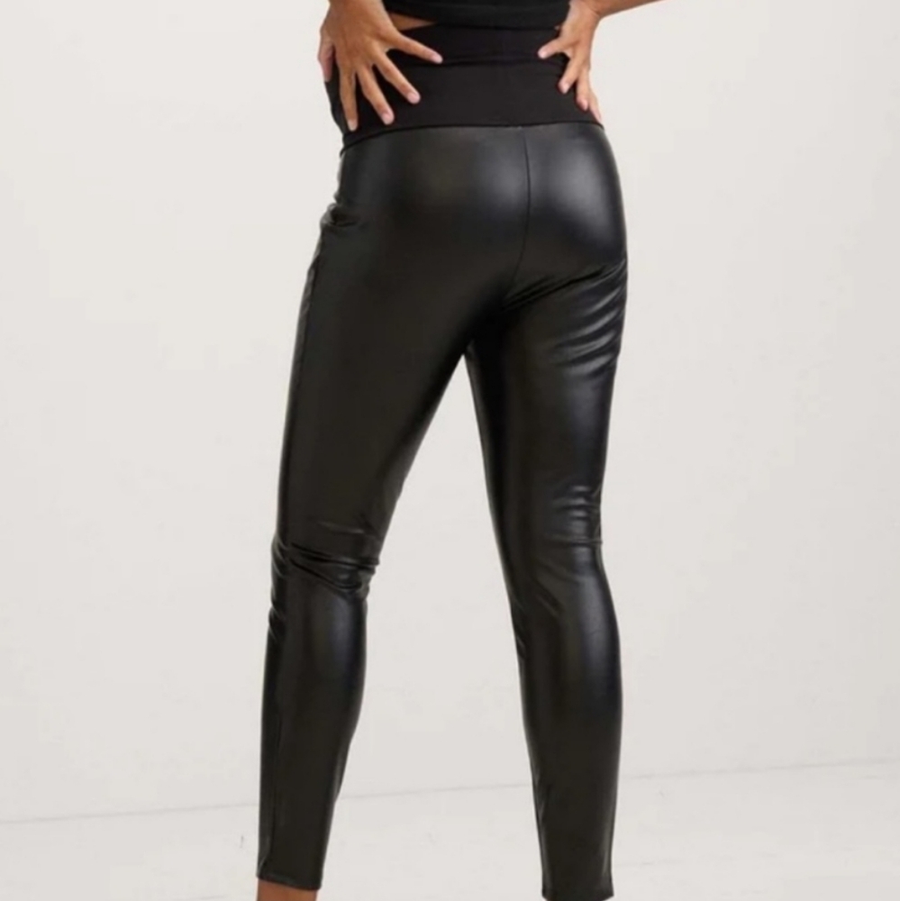 Hatch The Vegan stretch leather legging Sz XS Black Maternity - Picture 4 of 8